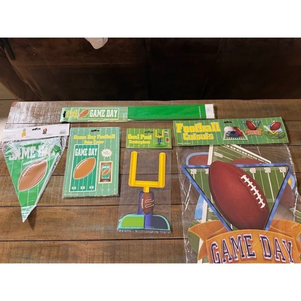 Beistle Game Day Football Party Decorations Bundle Banner Door Cover Centerpiece